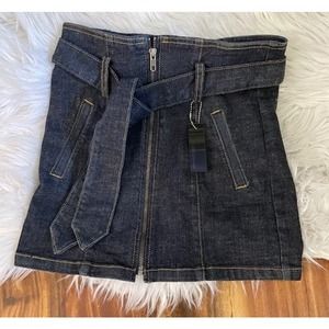 FURST Premium‎ NWT Old Stock (2008) Zip Up Tie Belt Denim Mini Skirt Size 27